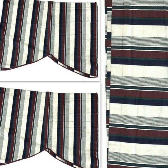 3 Vintage Custom Valances Curtains Luxury Stripe